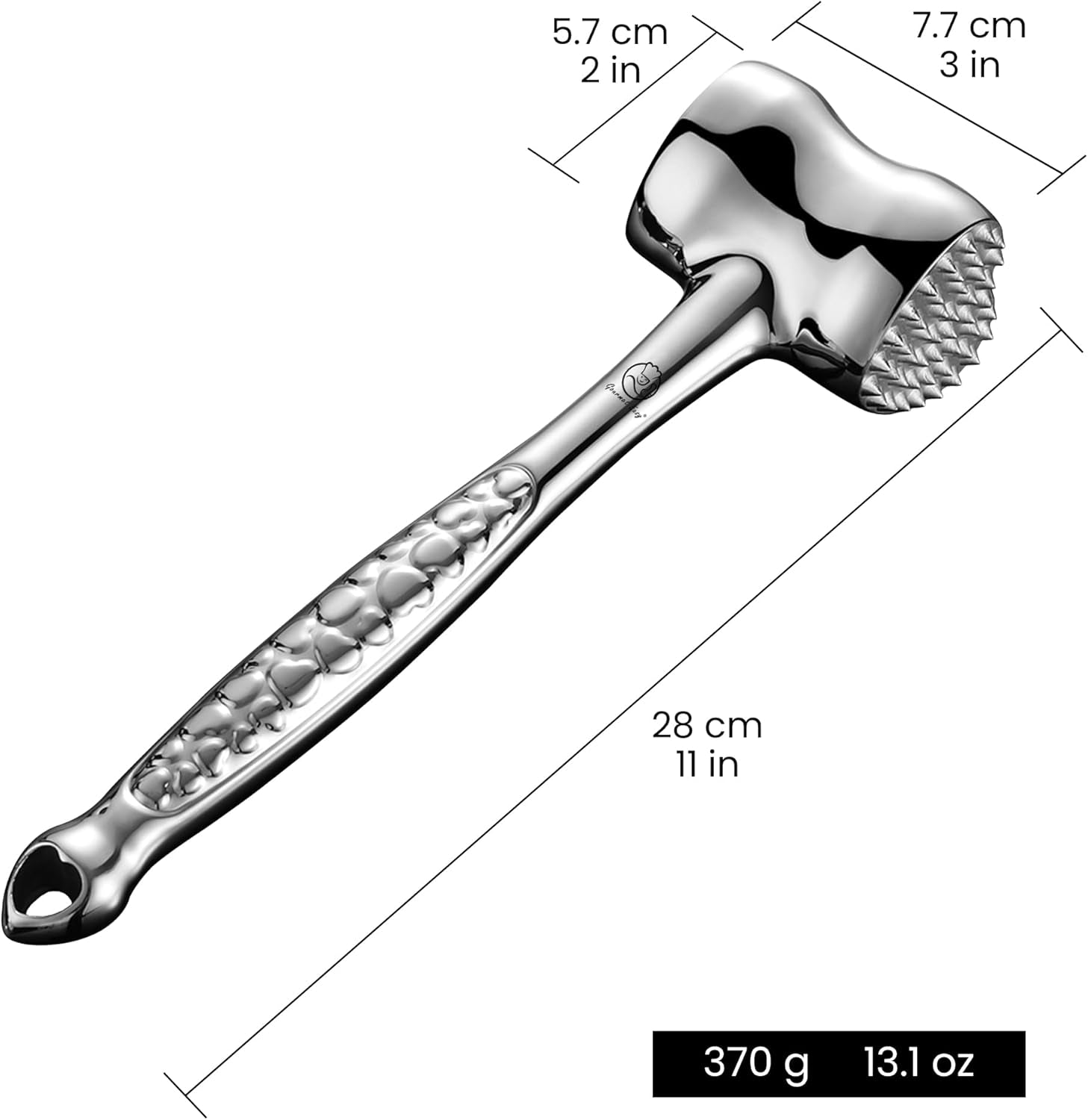 Premium Stainless Steel Meat Tenderizer Tool with Non-Slip Grip, Dual-Sided Heart Design for Steak, Poultry, and Chicken Cutlet, Dishwasher Safe, Lifetime Replacement Guarantee